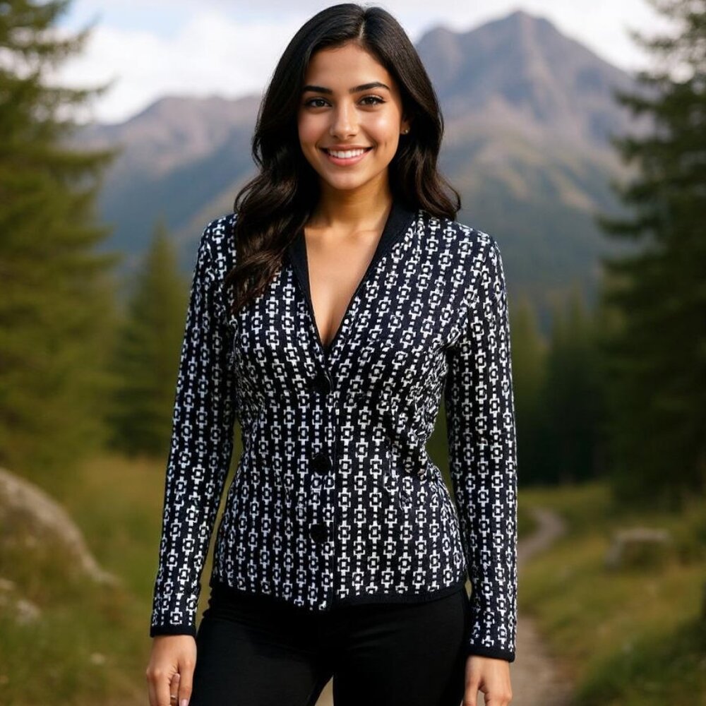 Pendleton Shawl Collar Geographic Print Cardigan Sweater